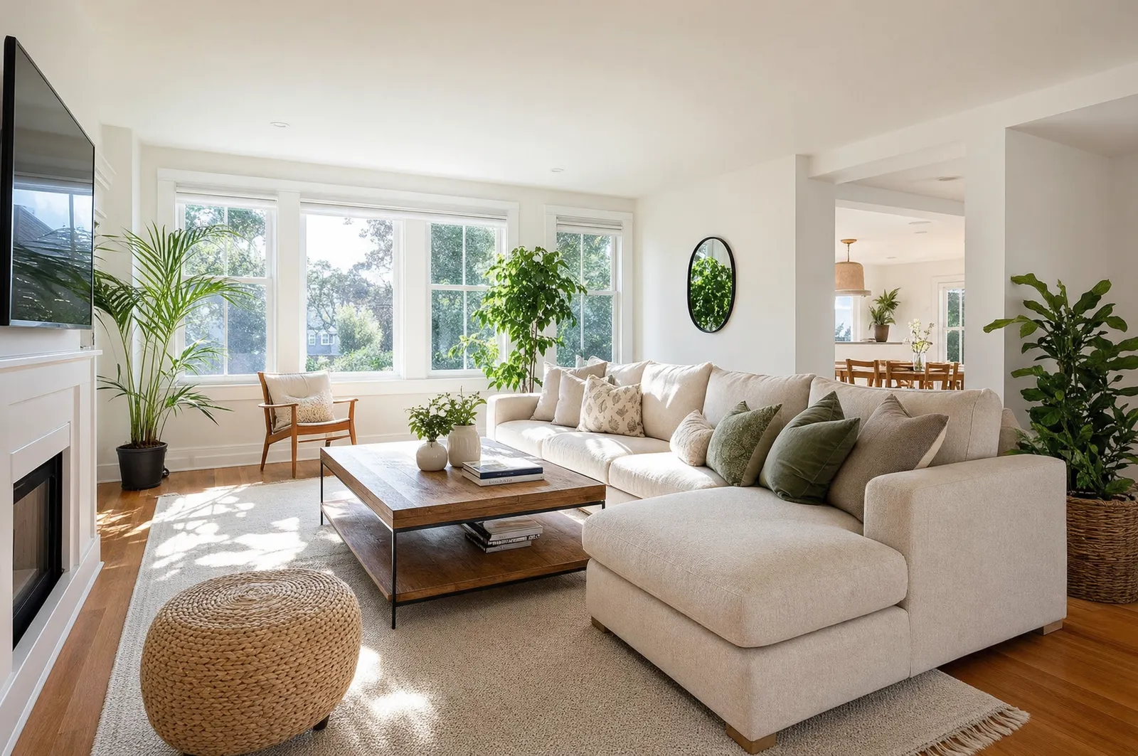 Clean, fresh living room after ozone odor treatment